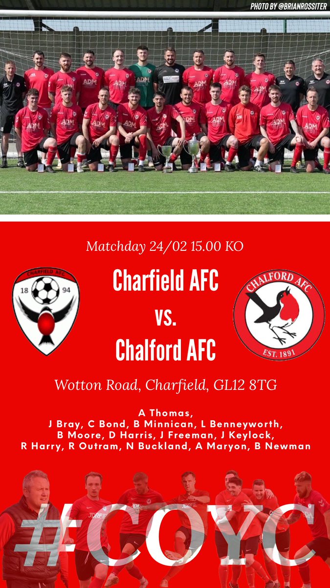 ⚽️: @Charfield1fc vs. @Chalford_AFC 🏆: @GNSLOfficial Northern Senior 1 ⏱: 24/02/24 15.00 KO 📍: Wotton Road, Charfield, GL12 8TG #COYC #Chalford