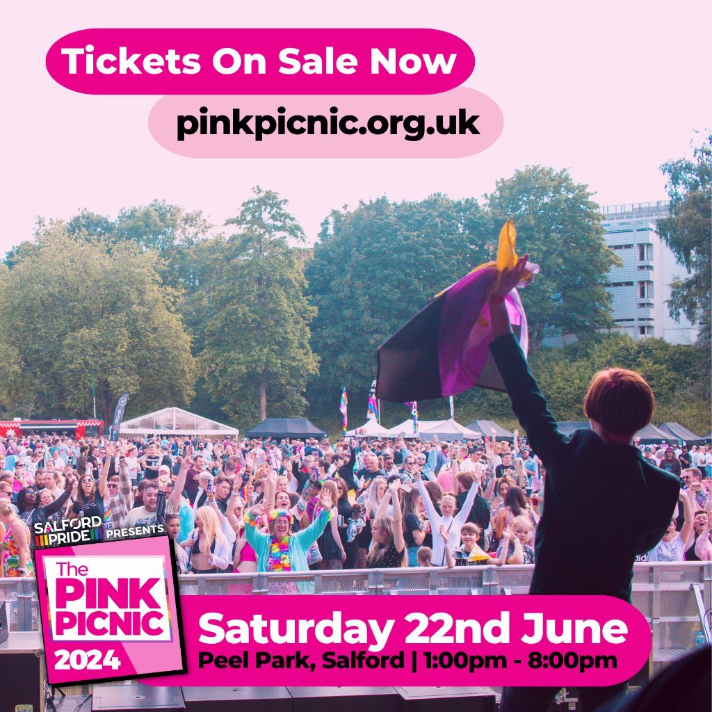 🔥Tickets are now on sale. 🔥 Choose your ticket type and don't forget to donate to help us continue our great week in the local LGBTQ+ community. 🏳️‍🌈 pinkpicnic.org.uk Please take time to read the new H&S event restrictions. #PinkPicnic24 #SalfordPride
