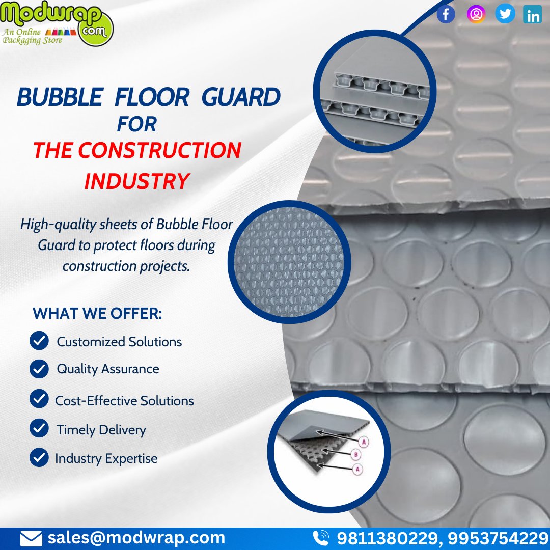 themodwrap's tweet image. Bubble Floor Guard: Your construction surface&apos;s ultimate shield. 
.
.
#BubbleFloorGuard 
#ConstructionProtection 
#FloorProtection 
#ConstructionSite 
#SurfaceProtection 
#BubbleWrapTechnology 
#ConstructionSafety 
#DamagePrevention 
 #ProtectiveFilms 
#ConstructionSupplies