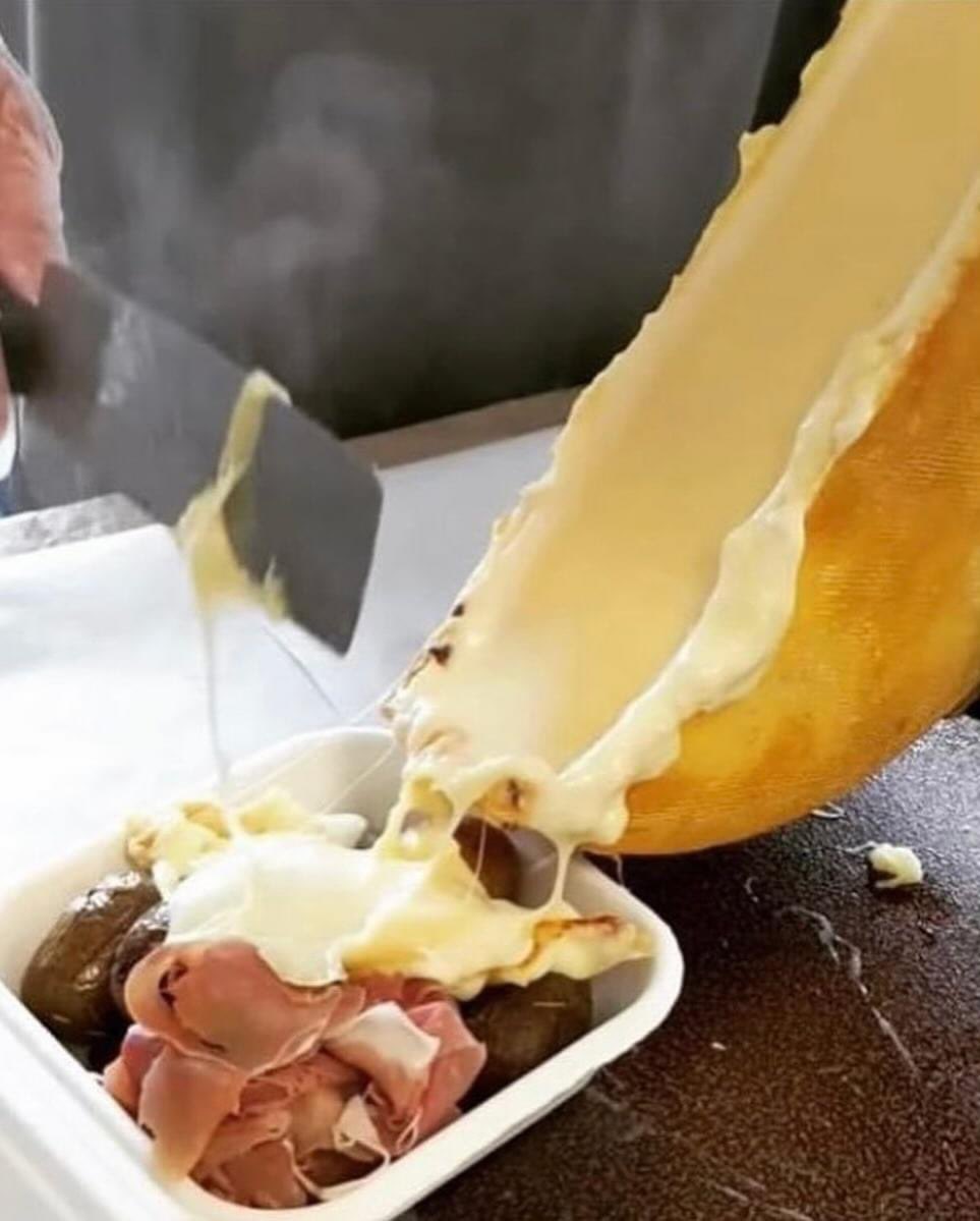 We have our melted Raclette event today! 11am until sold out. Hot gooey cheese melted over roasted rosemary potatoes, cornichon pickles, mixed greens &amp; OB mustard. Add on sliced prosciutto. 4464 Broadview Rd, CLE 44109. 216.860.4000