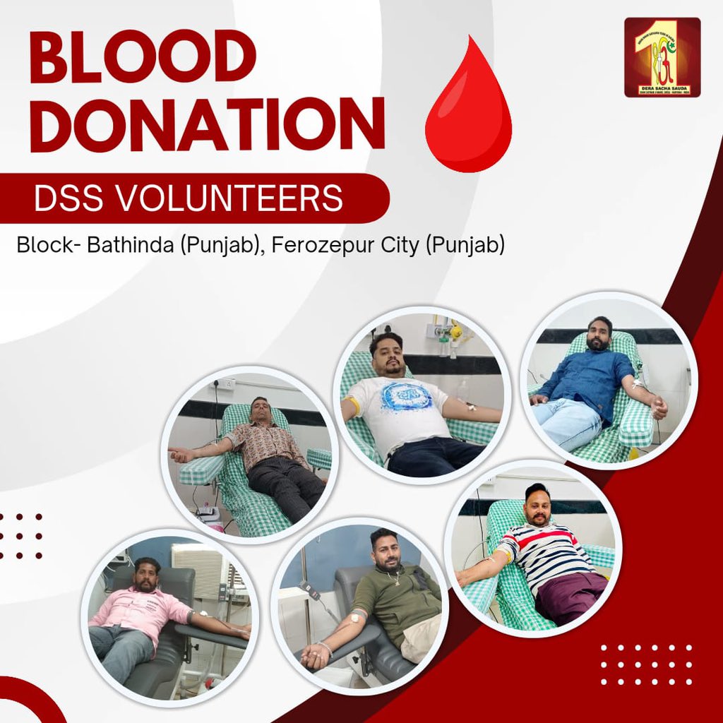 DSSNewsUpdates's tweet photo. Dera Sacha Sauda volunteers are not just donating blood🩸; they're giving hope to needy patients. Remember, in the act of giving, we receive the true gift: the power to save a life. Let's join this noble cause. #BloodDonation #SavingLives #DeraSachaSauda https://t.co/wdJ7WB5f4n