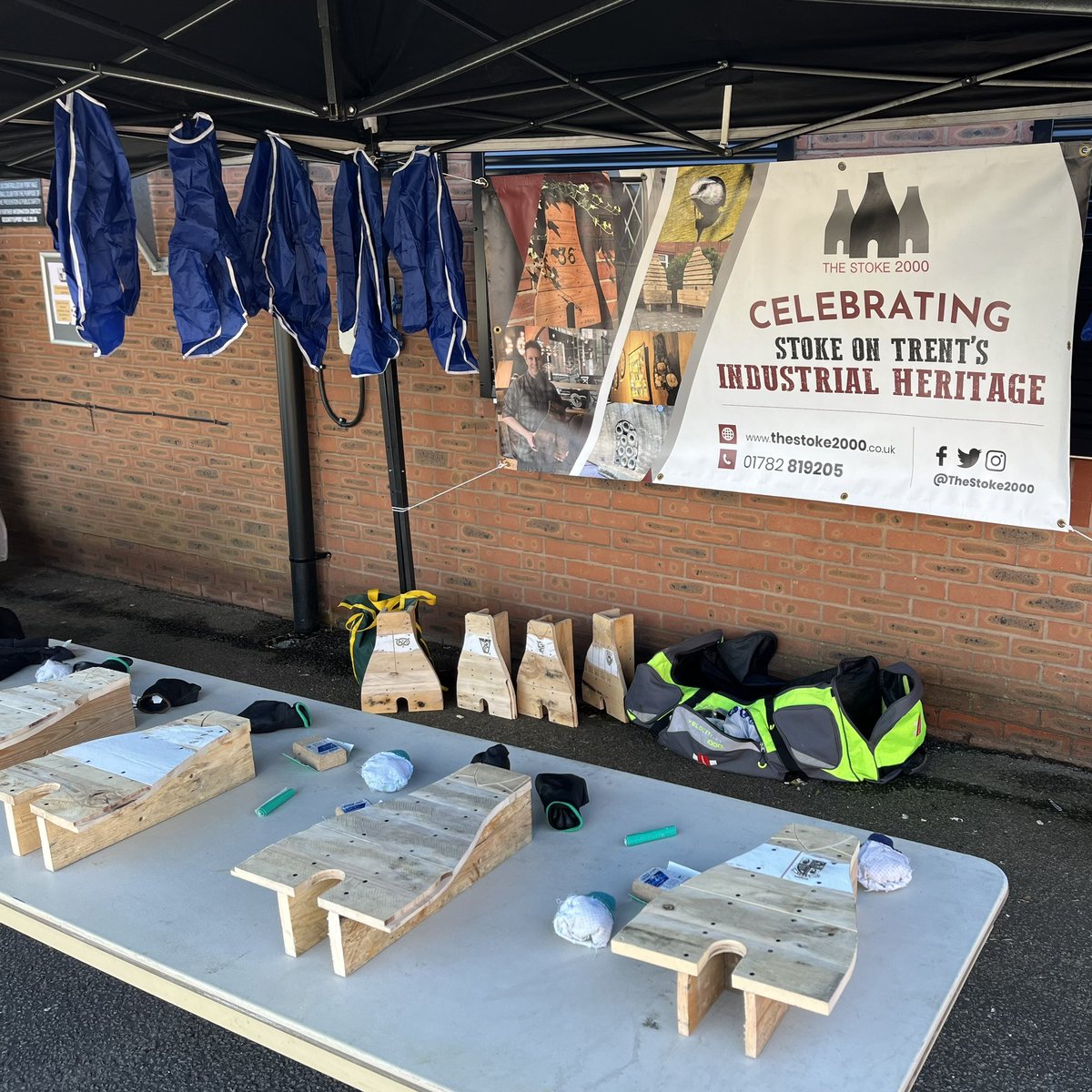 All set up at #PVFC Fanzone. See you there before the match for our #bottleoven / #kiln workshop helping us to co-create 50 #artisan player planters. Celebrating #stokeontrent’s #pottery #heritage through #recycling...