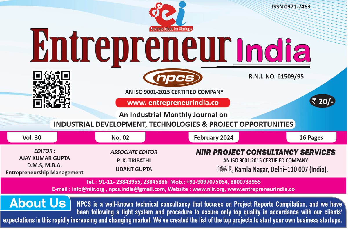 𝐅𝐞𝐛𝐫𝐮𝐚𝐫𝐲 𝟐𝟎𝟐𝟒 𝐄𝐧𝐭𝐫𝐞𝐩𝐫𝐞𝐧𝐞𝐮𝐫 𝐈𝐧𝐝𝐢𝐚 𝐌𝐨𝐧𝐭𝐡𝐥𝐲 𝐌𝐚𝐠𝐚𝐳𝐢𝐧𝐞

entrepreneurindia.co/blog-descripti…

#EntrepreneurIndiaMonthlyMagazine, #Startupbusinessideas, #Solidrubbertires, #Cuttingandgrindingdiscs, #NPCS, #Entrepreneurindia, #Businessopportunity