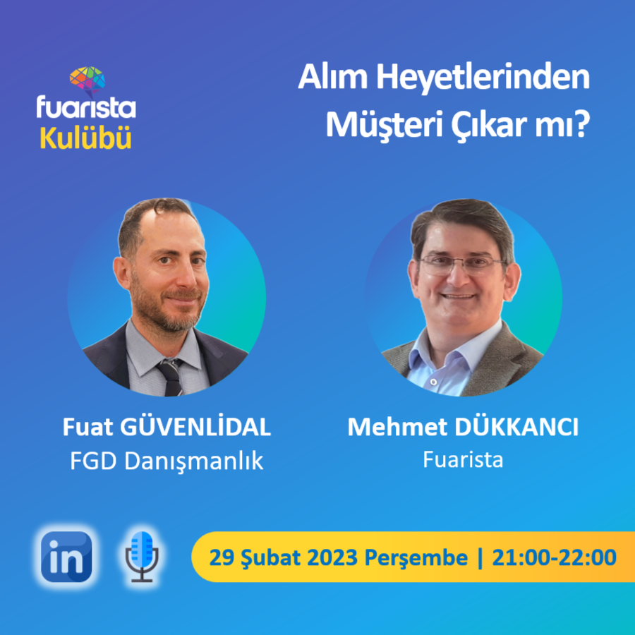 🎙 Alım Heyetlerinden Müşteri Çıkar mı?
👨‍💼 Fuat Güvenlidal
🏛 FGD Danışmanlık
🗓 15 Şubat 2024 Perşembe
🕘 21:00-22:00 Türkiye Saati
⌛ 60 dak
🔗  linkedin.com/events/al-mhey…