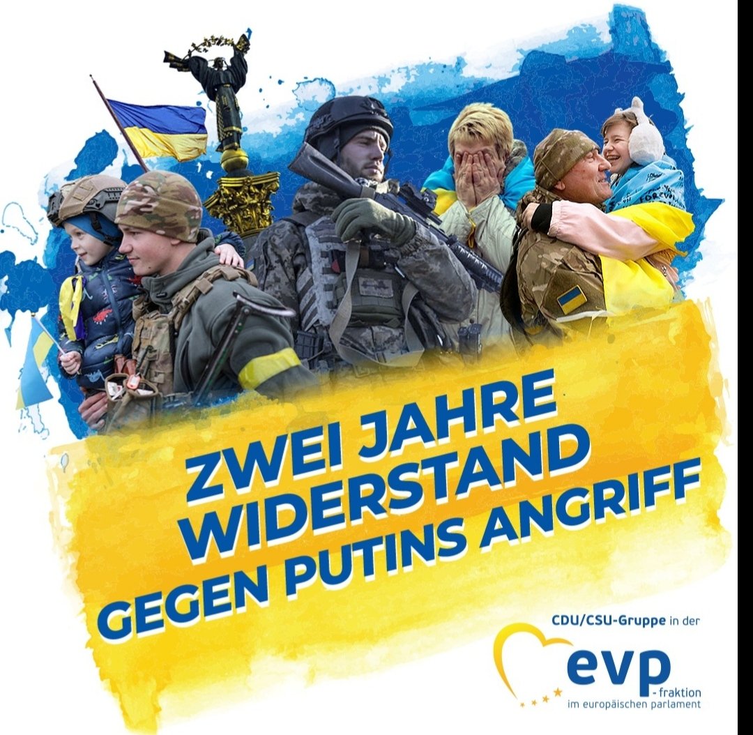 Heute jährt sich der russische Angriff auf die Ukraine zum 2 mal, die Tapferen Soldaten kämpfen jede Sekunde für die Demokratie, Wladimir Putin muss sich klar sein das die Europäische Union fest an der Seite der Ukraine steht. #StandwithUkraine 🇺🇦🇪🇺 (MS)