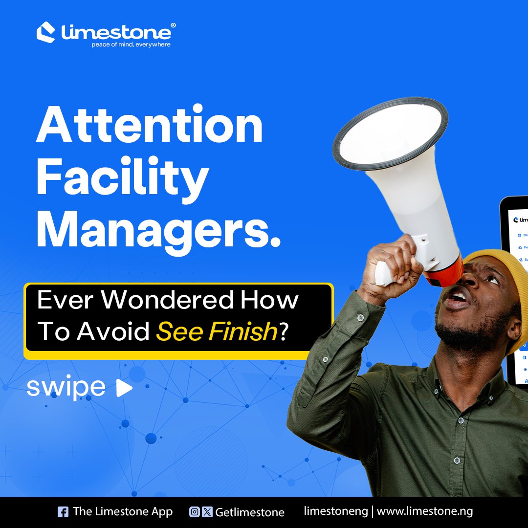 GetLimeStone's tweet image. Swipe left for Facility Management 101! From proactive maintenance to community engagement. 

Book a DEMO let&apos;s upgrade you to 2024. 👇
limestone.ng/book-a-demo/

#realestatemanagement #facilitymanagersinlekki #getlimestonecommunity