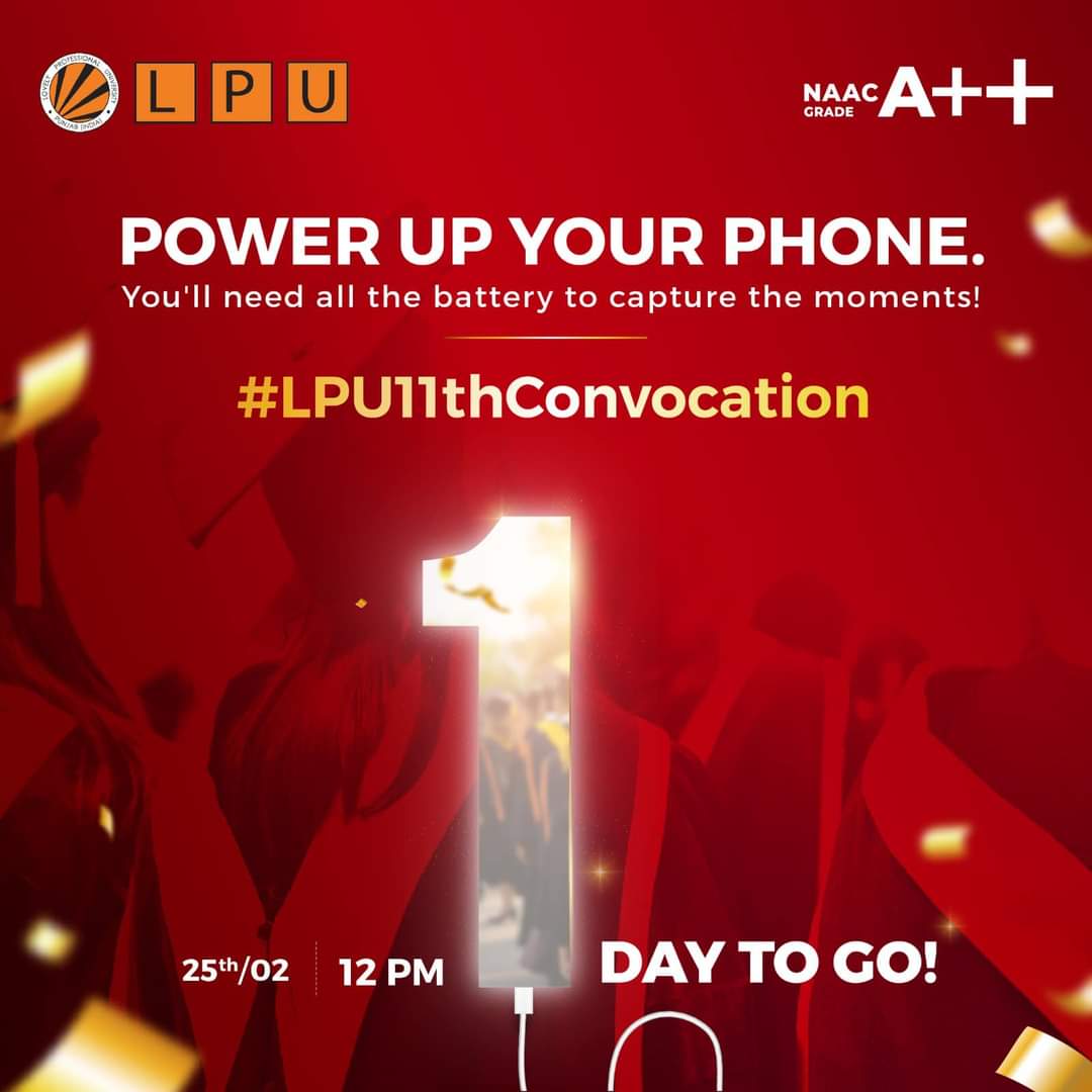 Don't forget to tag us in your posts and stories so that we can embrace and share the happiest glimpses of our #ProudVertos at the #LPU11thConvocation!

Only 1 Day to go for the most special day of your lives and our excitement knows no bounds.