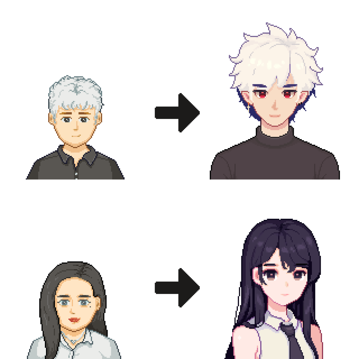 GamedevNabi's tweet image. Character Design Old &amp;amp; New ⭐️
#pixelart #gamedev #indiegame #픽셀아트 #ドット絵