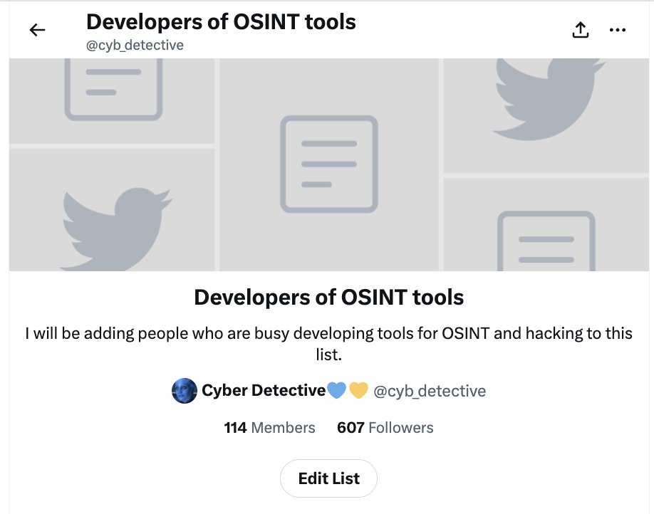cyb_detective's tweet photo. Developers of #OSINT tools 

List of Twitter accounts of people who develop tools for #osint, #pentest, #forensic and #dfir (mostly open source)
https://t.co/nDz80WJMFm

Use these advanced search operators to read the most interesting stuff:

list:1436221642175287298 min_faves:30 https://t.co/XOfFY3RbJ1