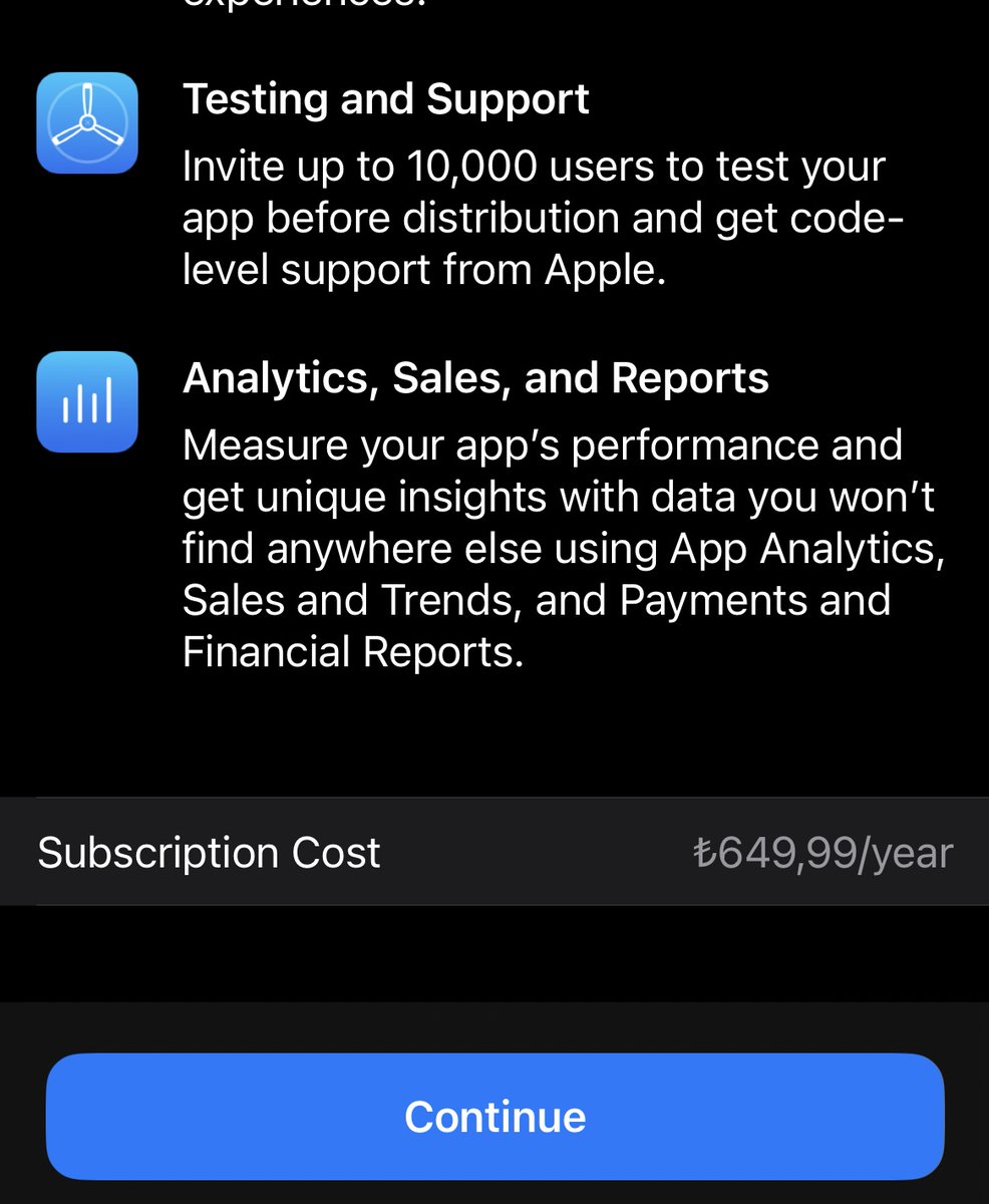 Hala bu fiyata olması çok enteresan ama normalde 100$ olan Apple Developer account, yıllık 650 TL. Hala almamışsanız iyi fırsat