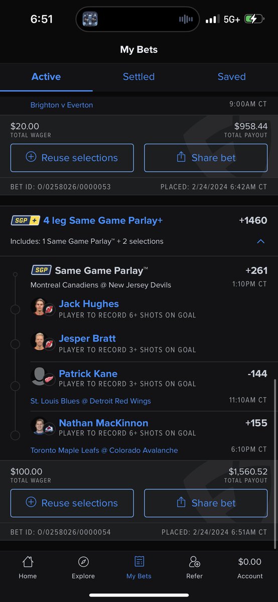 T__Richierich's tweet photo. @cookitup31 Tailed‼️ I also cooked up a nhl play same play I hit 2 days ago https://t.co/suFOUTfYey