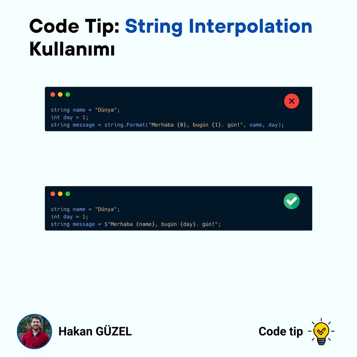 hakannguzell's tweet image. Sevgili kod korsanları, bir sonraki maceranızda string interpolation'ın gücünü kullanarak, kodlama denizlerinde hızla ve hatasız ilerleyin. Ve unutmayın, her büyük korsan gibi, sizin de en büyük silahınız zekanız ve kodlama becerilerinizdir. ⚔️👩💻 #StringInterpolation