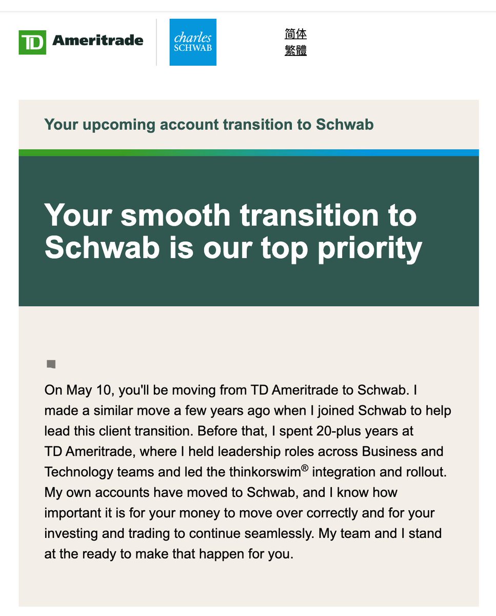 lisposter's tweet image. 我的 TDA 账户终于要被迁移了，但是要等到5月10日...