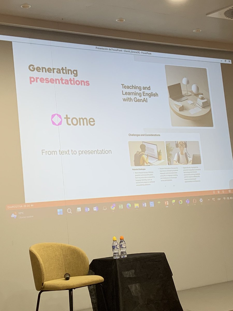 Examens Girona Teachers’ morning @TESOLSpain in La Farinera, Girona @CambridgeEng #EIMIdiomes @JoanTomas introduces some GenAI tools @TalkpalAI free version, you can practise 10 mins a day, @magicaltome to create presentations @HeyGen_Official for creating videos, etc…