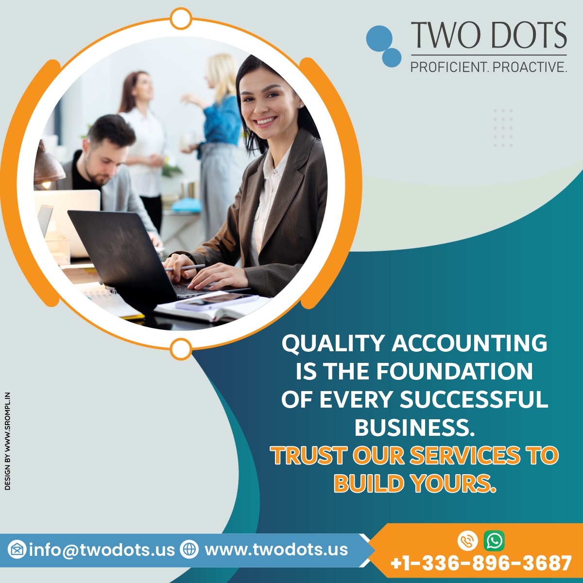 #Qualityaccounting is the #foundation of every #successfulbusiness. Trust our services to build yours.
📧 : info@twodots.us 📲 +1-336-896-3687.
#TrustworthyServices #FinancialFoundation #SROMPL #TwoDotsAdvantage #FinancialExpertise #Business #AccountingServices #SavingsInNumbers