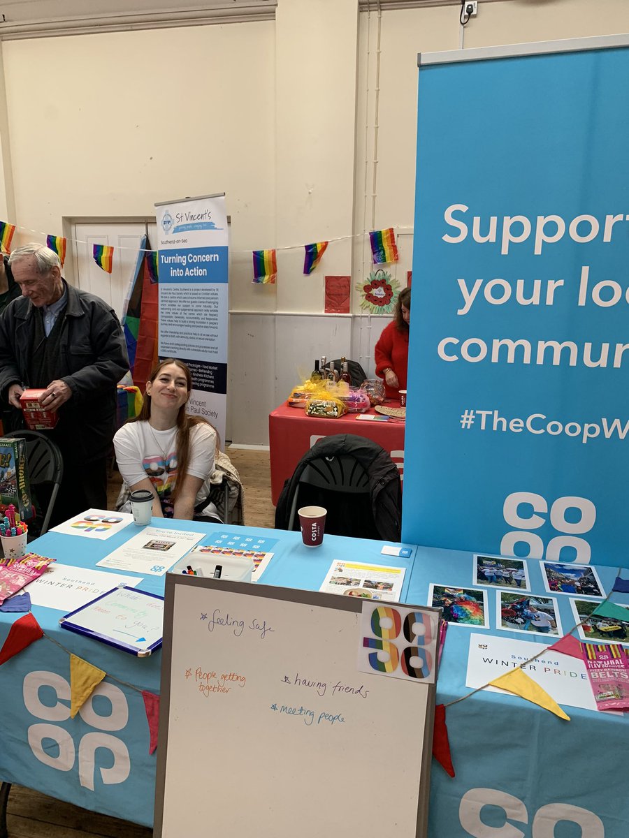 At Southend Winter Pride with Siobhan Wakering fellow Member Pioneer today @ St Marks Church hall Princes Street Southend,@coopuk @FriendsSouthend @savs_southend @Southend_Pride @Southend0nSea @coopukcolleague
