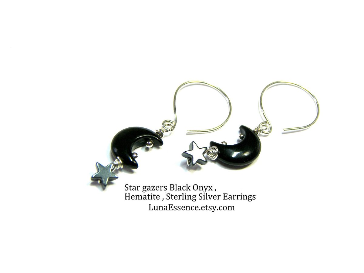 lunaessence.etsy.com/listing/152346… #hematite #onyx #oneofakindjewelry #earringsonsale #sterlingsilverjewelry