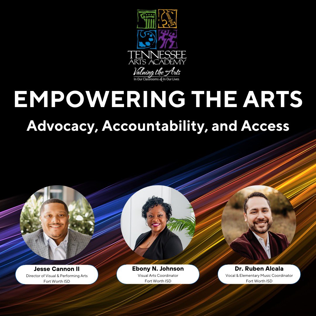 Excited to join the team at @tnartsacademy  Winter Retreat to discuss arts in education. Championing arts, ensuring accountability, and increasing access for all students! @enj_artsed @DrRubenAlcala @FWISDVPA