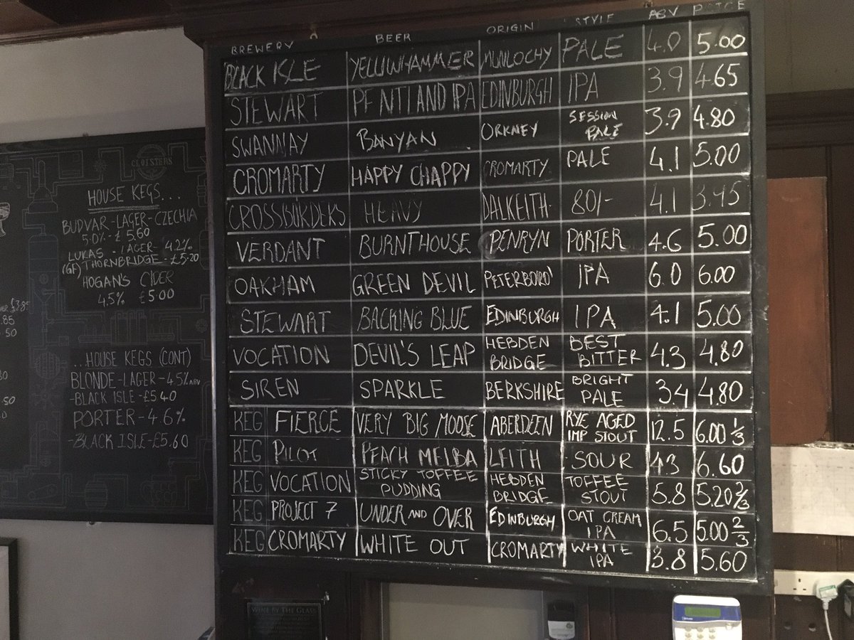 Cloisters (@cloisters_bar) on Twitter photo Cloisters board today with beers from <a href="/CromartyBrewing/">Cromarty Brewing</a> <a href="/StewartBrewing/">StewartBrewing</a> <a href="/VerdantBrew/">Verdant Brewing Co 🍻</a> <a href="/OakhamAles/">Oakham Ales</a> and <a href="/SirenBrewing/">Siren Brewing</a> Cloisters board today with beers from <a href="/CromartyBrewing/">Cromarty Brewing</a> <a href="/StewartBrewing/">StewartBrewing</a> <a href="/VerdantBrew/">Verdant Brewing Co 🍻</a> <a href="/OakhamAles/">Oakham Ales</a> and <a href="/SirenBrewing/">Siren Brewing</a>