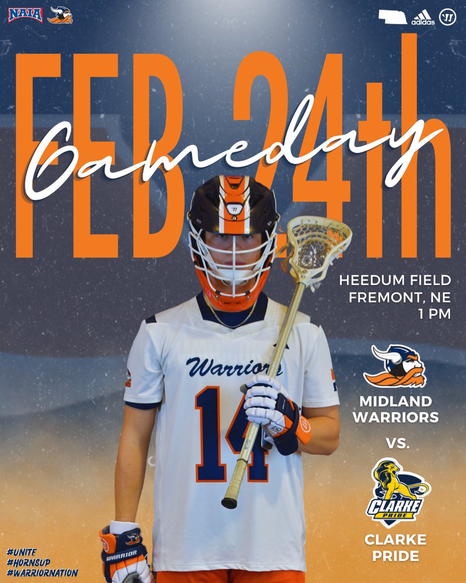 Warrior Nation… it’s GAMEDAY! Time to rise up!! 🤘

🆚 Clarke
📍Fremont, NE
🏟️ Heedum Field
🕑 1:00 PM
🎟️ Free Admission
📺 Link to Live Stream —&gt; youtube.com/live/hAZLHbdyk…

#UNITE #HornsUp #WarriorNation #Gameday