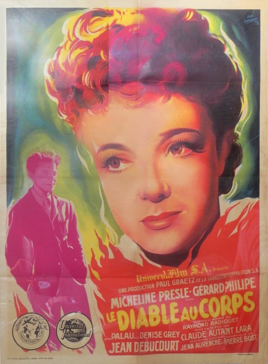 #RIP  #MichelinePresle

あまりに美しいポスターなんで元々はバラバラだったものを、おれが苦労して組み合わせたよ。『肉体の悪魔』はそれぐらいの価値がある映画だ。

ミシュリーヌ・プレール
『肉体の悪魔』 (1947)