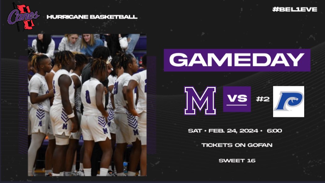 🚨GameDay 🚨
Canes take on the #2 team in the state tonight in the sweet 16. That’s all that’s it!!! #faMily #bel1eve #Us #coMpete
<a href="/KyleSandy355/">Kyle Sandy</a>