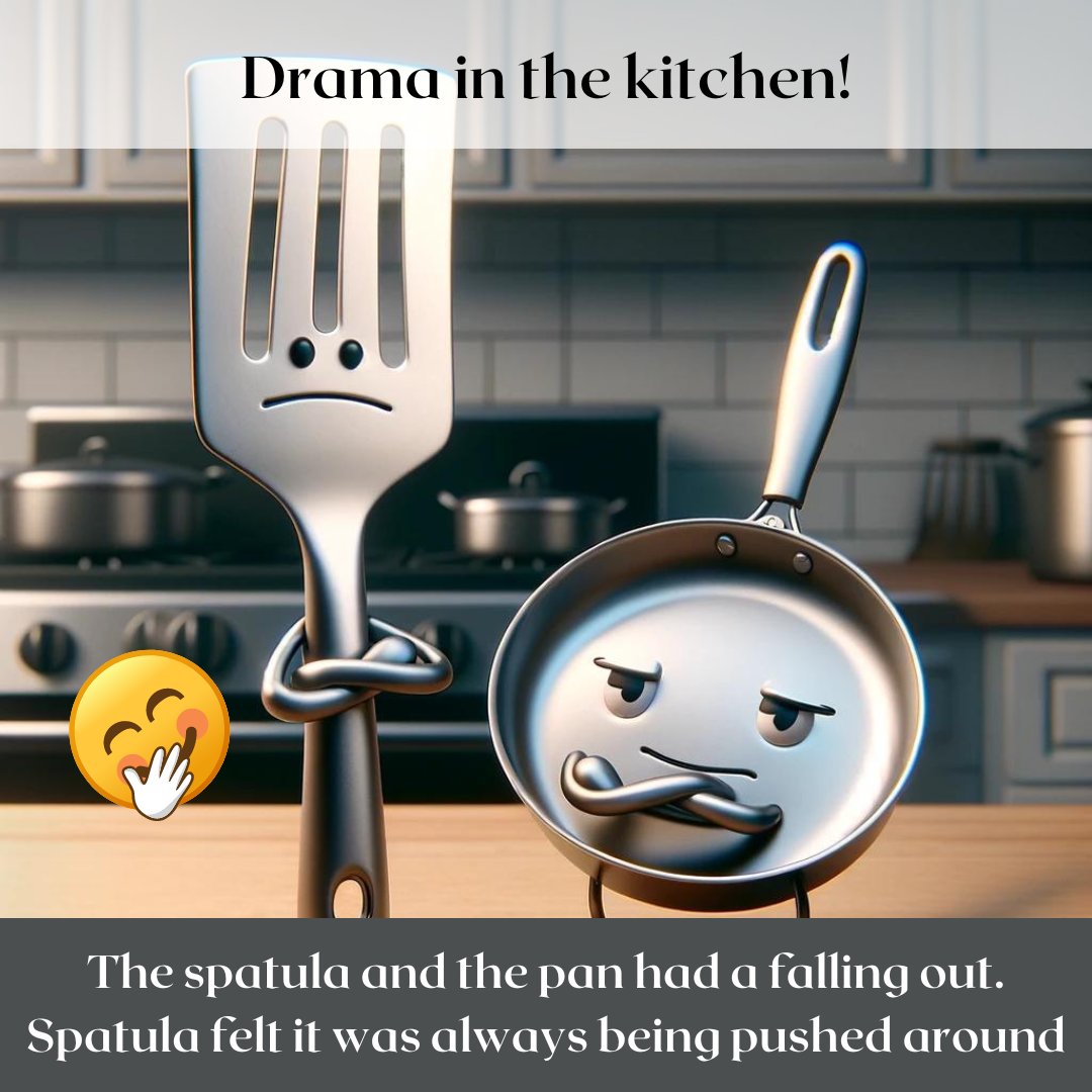 thekitchenguide's tweet image. When kitchen tools have relationship issues... 🍳💔 #SpatulaStruggles #PanProblems