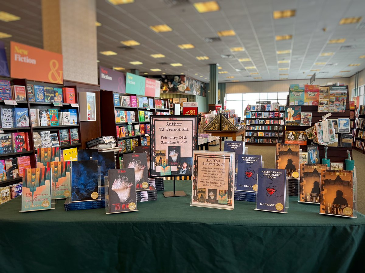 Join us today at 1pm for ‘Are You Scared Yet?’ a horror writing workshop facilitated by horror author TJ Tranchell! No reservations or tickets are required! Following the workshop TJ will be signing his books! #bntricities #horrorwriting #writingworkshop #tricitieswa #horrorbooks