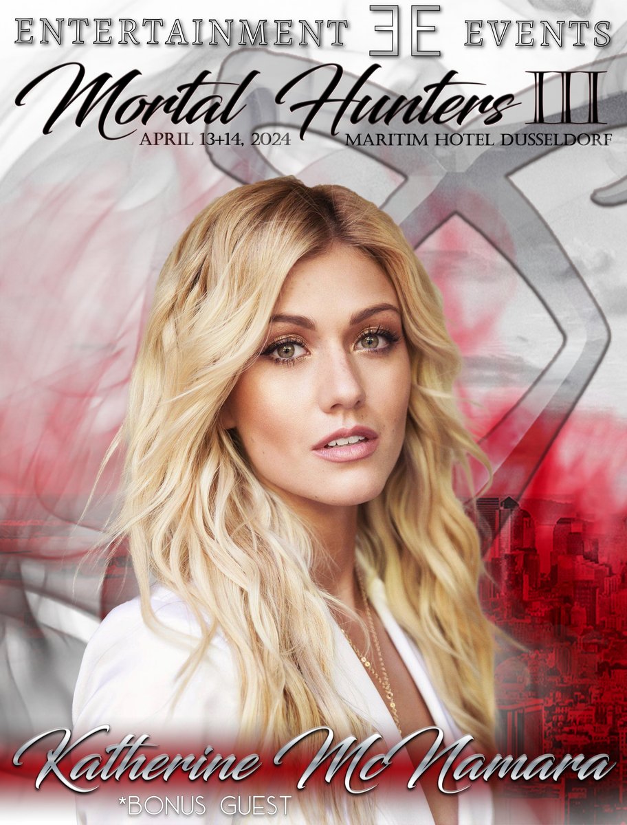 We are happy to announce that @Kat_McNamara is going to join us at #MortalHunters3 in April this year!!! She will join us in Dusseldorf the whole weekend. Kat is a BONUS Guest and is not included in ANY ticket! Tickets: eventbrite.de/e/mortal-hunte…