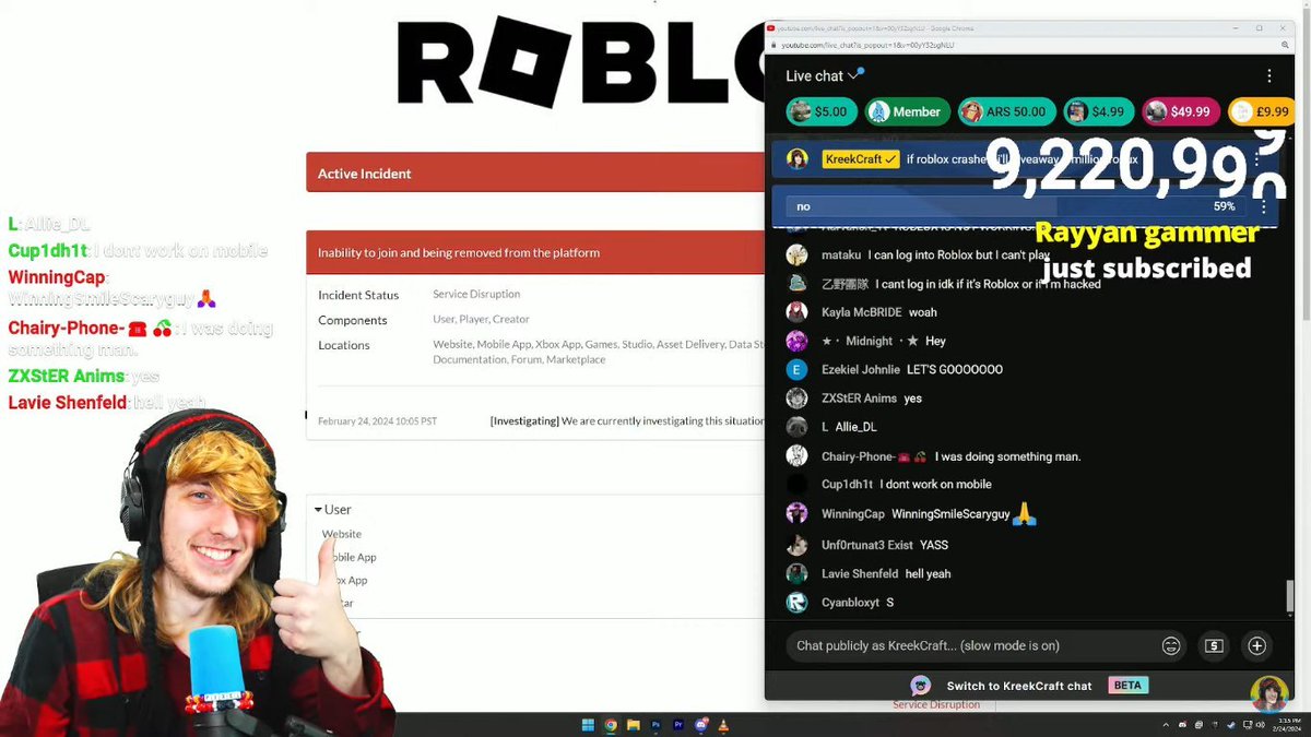 It seems that <a href="/KreekCraft/">KreekCraft</a> likes it! #RobloxDown.