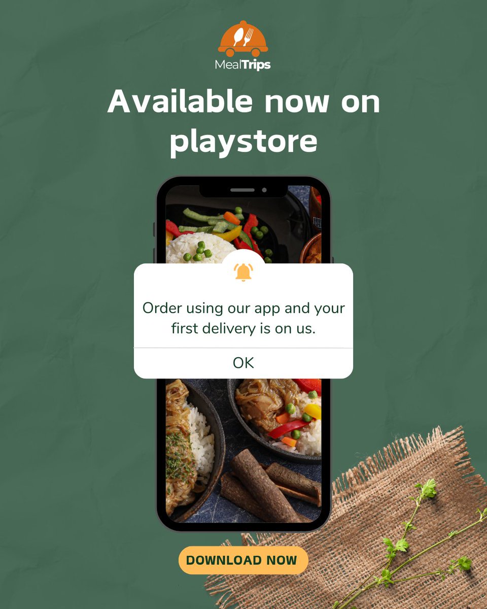 mealtrips's tweet photo. Mealtrips is now available on Play store.

We're here and ready to serve YOU!

Hurry now and download to access the free delivery for first time users.

#Curbasi
#Qatar
#Beto
#Casemiro
#Nunes
#Garnacho
#TwoNigerians
#MeaCulpa 
#BenueTwitter 
#Fooddelivery https://t.co/D87oeK1vf0