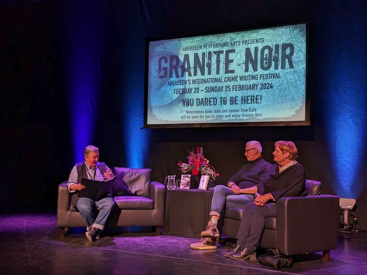 So great having Icelandic #crimefiction authors @solveigpals and @oskargudmunds at @GraniteNoirFest whose fantastic books are available to read in English due to the dedication of their #translator @graskeggur and publisher @CorylusB 🙏📚 #GN2024  #translatedfiction