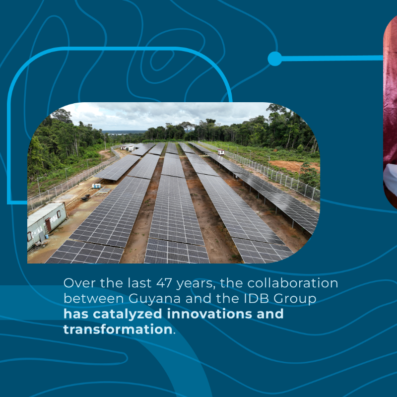 the_IDB's tweet photo. Did you know that #IDBGroup and #Guyana have been partners for nearly 50 years? We have supported the transformation of the country’s economy and have improved the lives of the Guyanese population. As our Caribbean governors meet this week in Georgetown, check out the milestones: