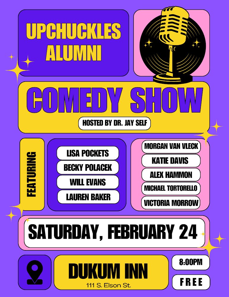 UpChucklesTSU's tweet photo. OMG! It is happening tonight. Our alumni are here and ready to perform. Be at the @DuKumInn by 8p. https://t.co/SJ4l1n2Vof