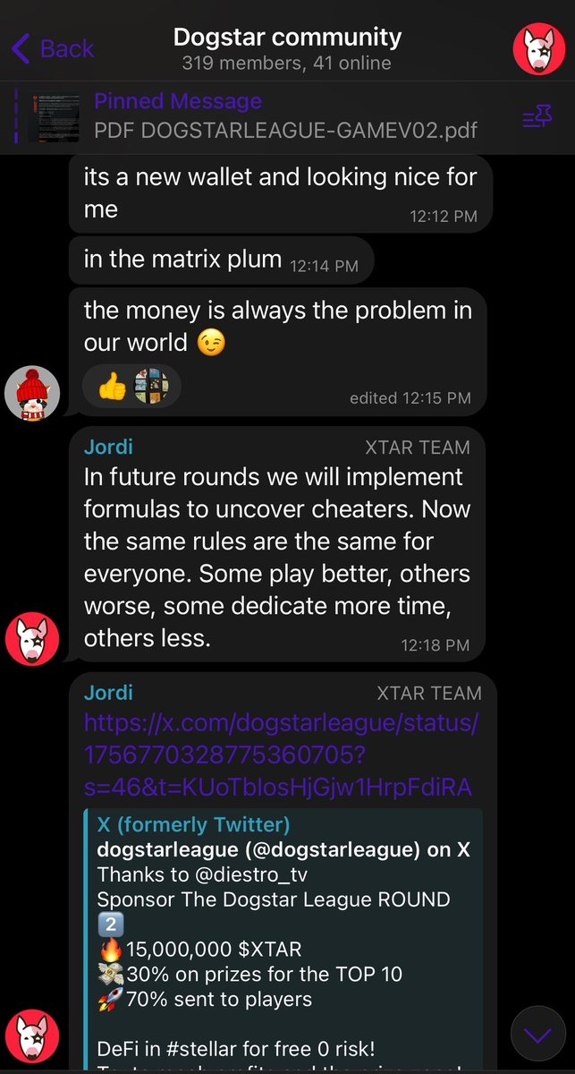 “rules are the same for everyone” except not. On top of that cheating messages in tg and dc got deleted. What dont Dogstar want ppl to see? they prolly getting AQUA n SDF grants to pay game “sponsors”. if I were the SDF I wouldnt give these guys any more $$! $xtar looking like 💩