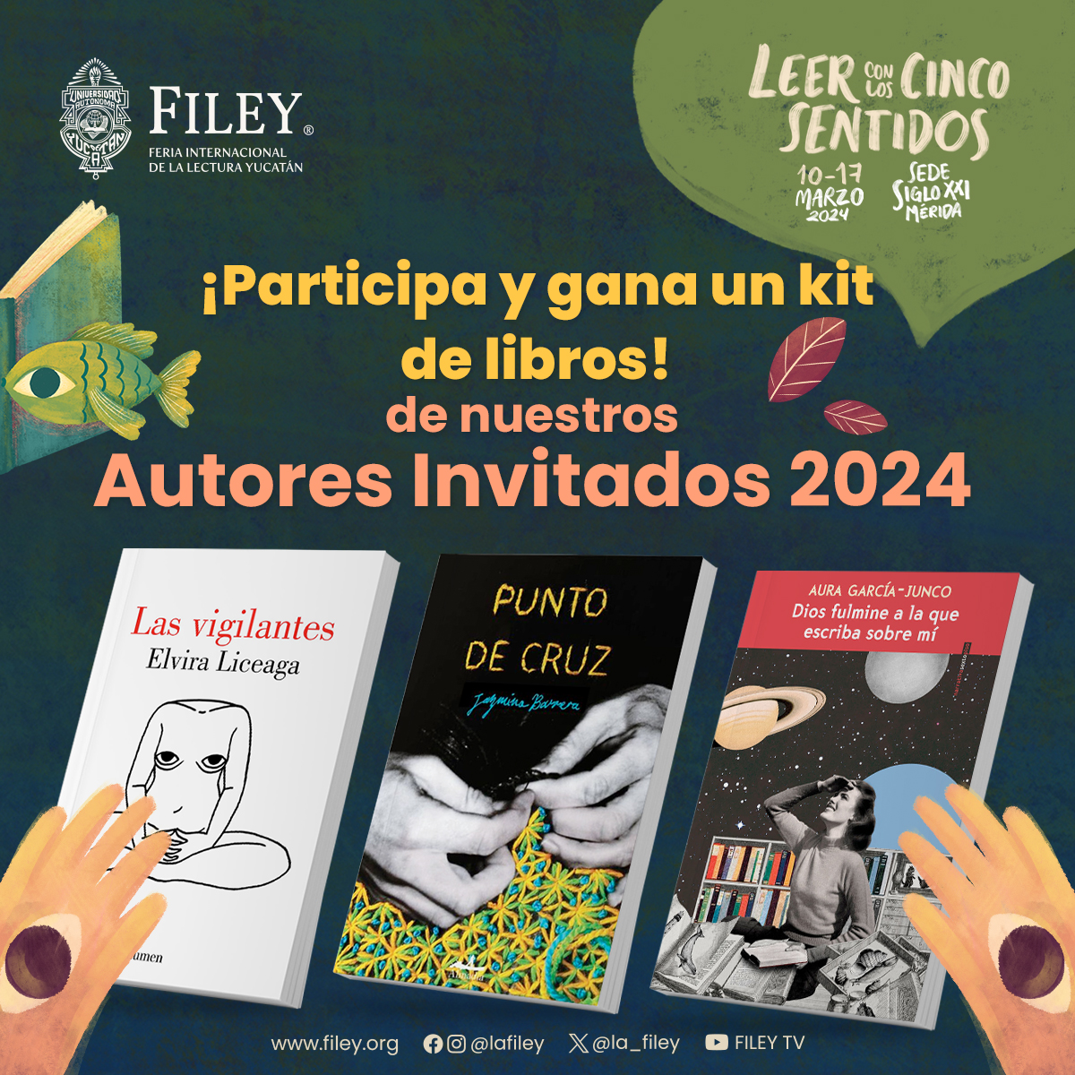 la_filey's tweet photo. ¡Participa en nuestro sorteo de un kit de libros con obras de nuestras invitadas a la #FILEY2024 @shubidubi, @Jaztronomia y @aauuurrraa! 🎁✨ Visita nuestra página de Facebook para enterarte de cómo participar. ¡Buena suerte! 🍀 #SomosUADY #SorteoFILEY https://t.co/2nLcBGR1Xt