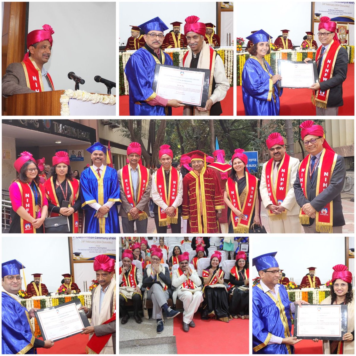 NIHFWofficial's tweet photo. At its 1st convocation, NIHFW honored its distinguished alumni Dr JK Das, Ex-Dir NIHFW; Dr L Swasticharan, Addl DDG &amp; Dir(EMR); Dr Anil Kumar, ADDG (NOTTO); Dr Madhu Raikwar, Dir Central Bureau of Health Intelligence; Dr Indu Grewal, ADDG (Adol Health)  and Dr UB Das, DDG (NACO). https://t.co/4hqLuEn9Wg