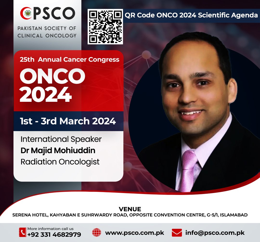 Excited to announce Dr.Majid Mohiuddin as an international speaker at #ONCO2024! Join us for his talk on 'A current review of spatial fractionation: Back to the future?' Scan the QR code to get the scientific agenda. #MedicalConference #ScientificAgenda #InternationalSpeaker