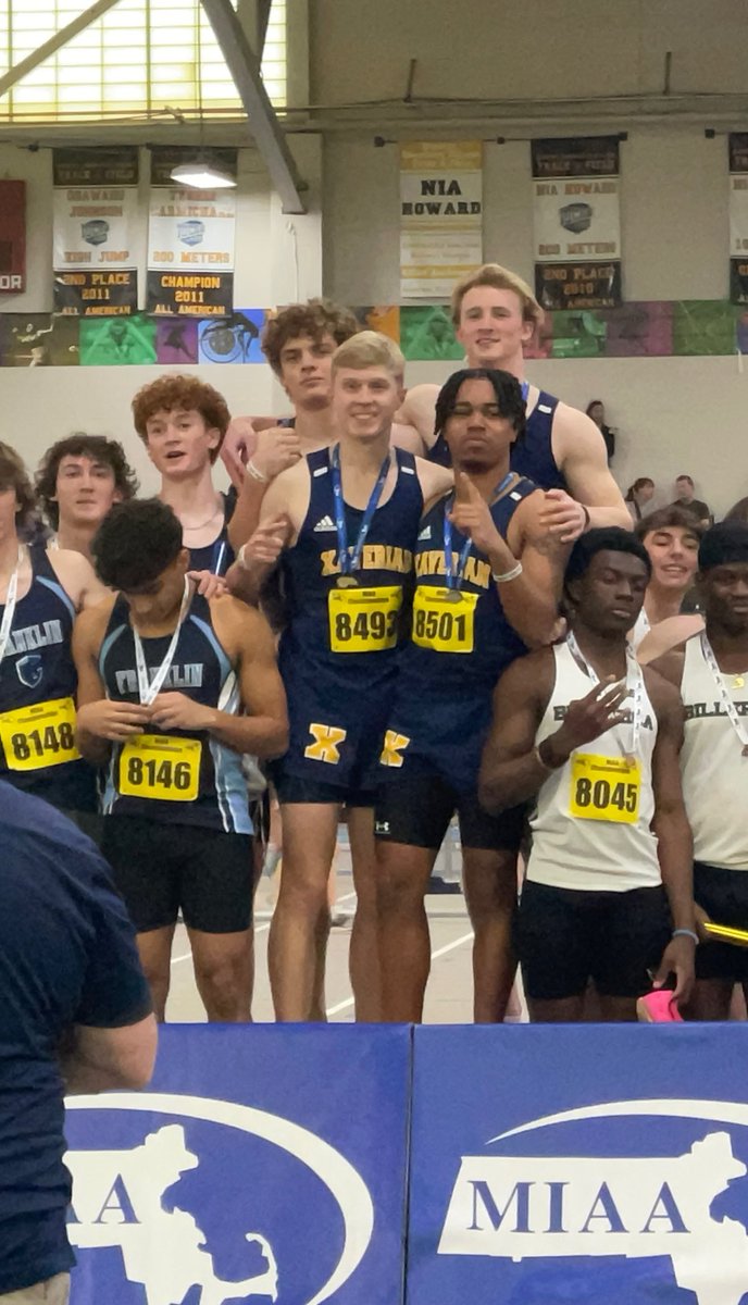 Xaverian_Hawks's tweet image. All-State Champions in the 4 x 200 relay! Congrats Charlie, Mitchell, Henry, and Jordan!
