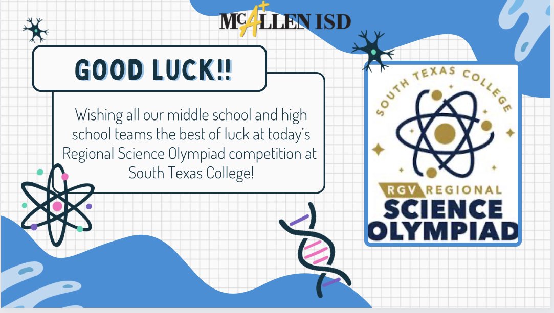 Let’s do this! 💪🏻🧠👩🏻‍🔬 #becausescience @McAllenISD @bmsdobies @cobras047 @deleon046 @fossumfalconms1 @stallions045 @TerriersTravis @ACHIEVE_MISD @McallenHigh @McAllenMemorial @lamar_academy