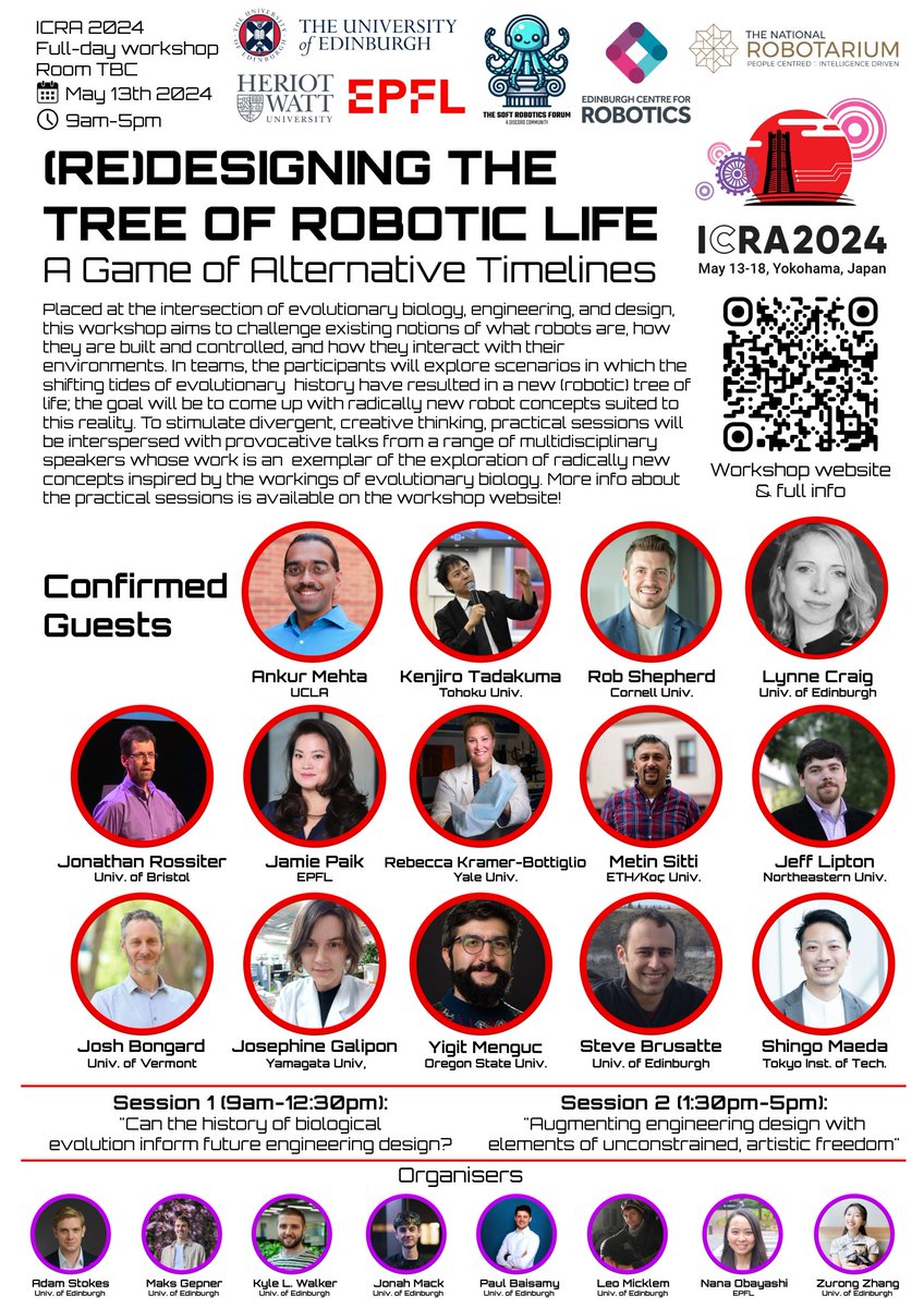 Join us at ICRA 2024 to experience the first workshop of this kind!

With the help of a diverse panel of speakers, we will engage in a thought experiment exploring the intersection of engineering, design, and evolutionary biology. 

Radically new robot concepts are bound to arise