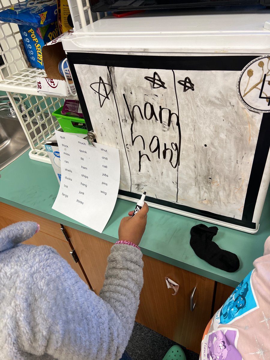 We played a round of mystery word with our Fundations words. I gave clues for my mystery word (digraphs, glued sound, suffix, etc). They wrote all the options, then erased those that didn’t match the rule anymore after I gave more clues. Great teamwork activity.