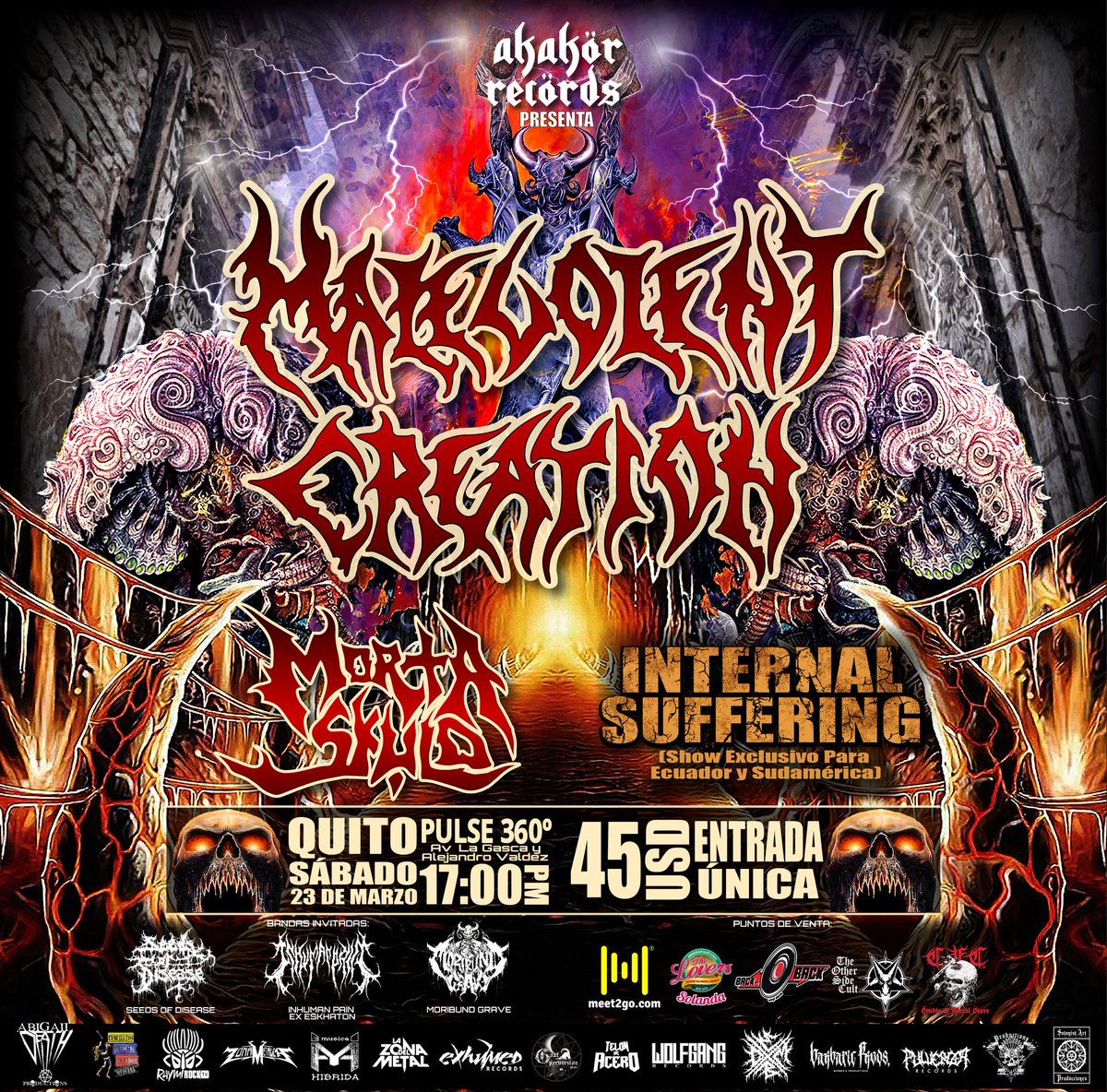 ISuffering's tweet image. Internal Suffering se unirá a @malevolentcreat y Morta Skuld para un show exclusivo en Quito (Ecuador) y Suramérica este 23 de marzo! Nos vemos allí, WITNESS THE CHAOS!!

Una producción de Akakor Records! 

#malevolentcreation #deathmetal #metalshow #mortaskuld #brutaldeath