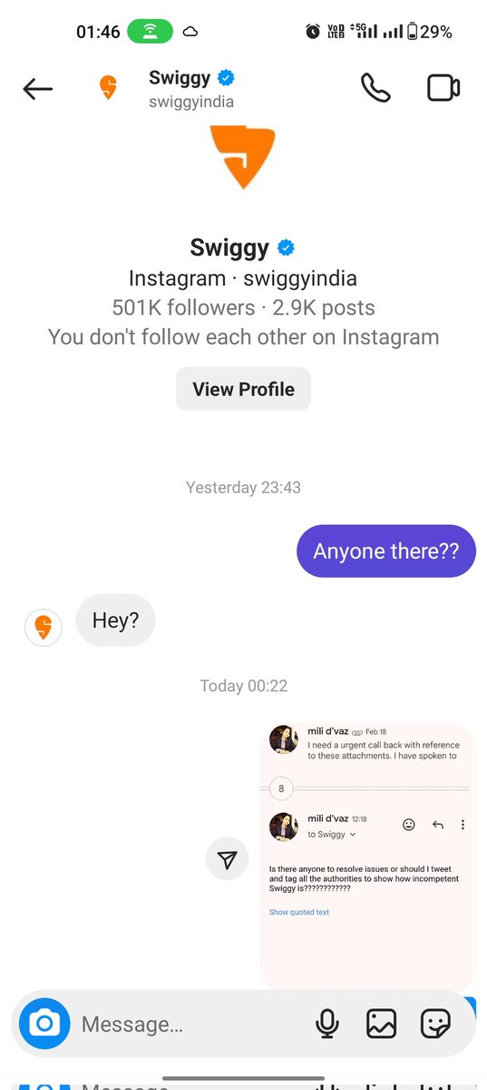 milidvaz's tweet photo. @Swiggy @SwiggyCares @zomato
@fssaiindia @food @rohitisb
@harshamjty
@nandanreddy
#swiggysucks #surprised
They have deaf ears and blind eyes

There is nothing worse than the swiggy marketplace I have seen https://t.co/gvixBHkP8y