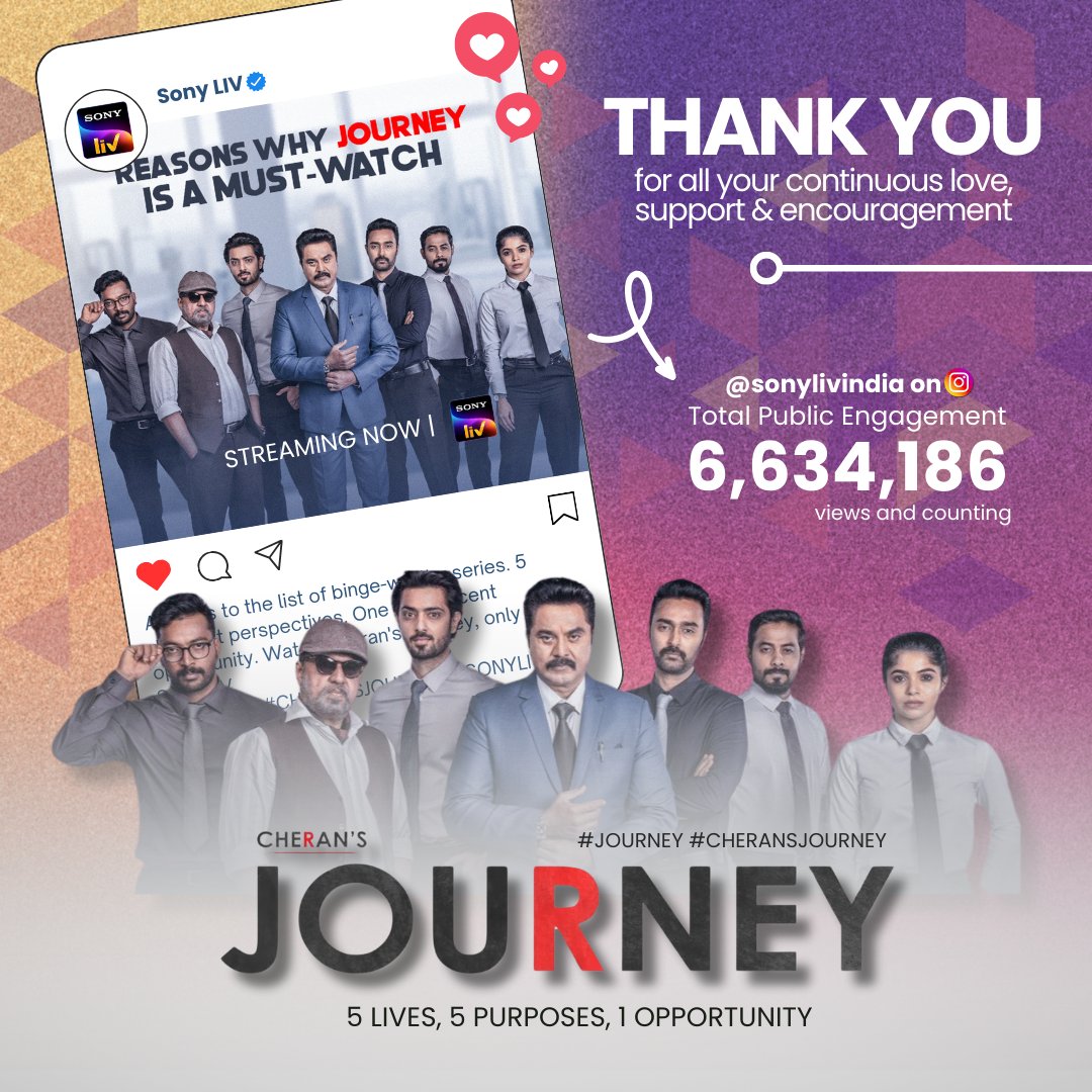 Team #CheransJouRney Thank all the Audience & Press/Media for all the love and continuous support for the huge impressions on @directorcheran & @SonyLIV Instagram handles Streaming Successfully on #SonyLIV @eka_dop @CSathyaOfficial @realsarathkumar @prasanna_actor…