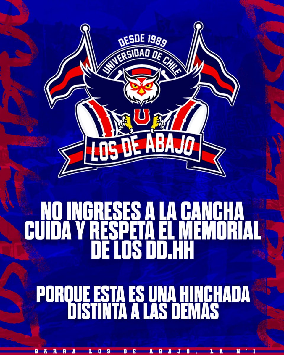 U_LOSDEABAJO's tweet photo. ¡Camaradas!

Los llamamos a que esta tarde sea una verdadera fiesta como nos caracteriza.

Esto no lo hacemos porque nos pongan seguridad, lo hacemos porque somos de la U y queremos fiesta, ya que ustedes saben que cuando queremos, dejamos mal a todo contingente de seguridad. https://t.co/vcrwZjlLBL