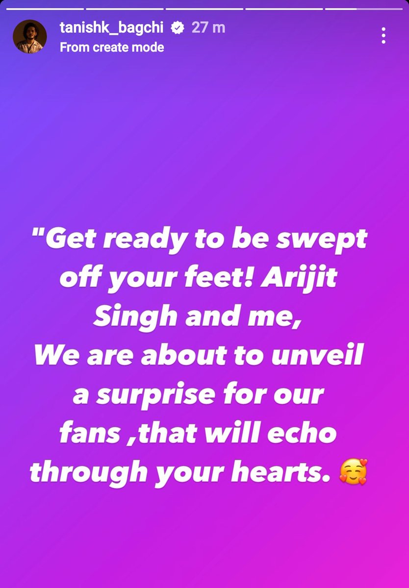 #ArijitSingh X @tanishkbagchi Very Soon ❤️🎶