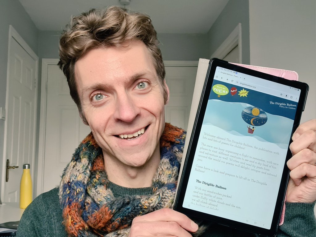 SimonFairbanks's tweet photo. PUBLISHED!

My playful poem, Pet Allergies, has been published by the delightful Dirigible Balloon.

The Dirigible Balloon is an online collection of free children's poems written by talented poets from across the world.

Thanks for choosing my poem!

@TheDirigible #KidPoetry https://t.co/Xz4j0THSEt