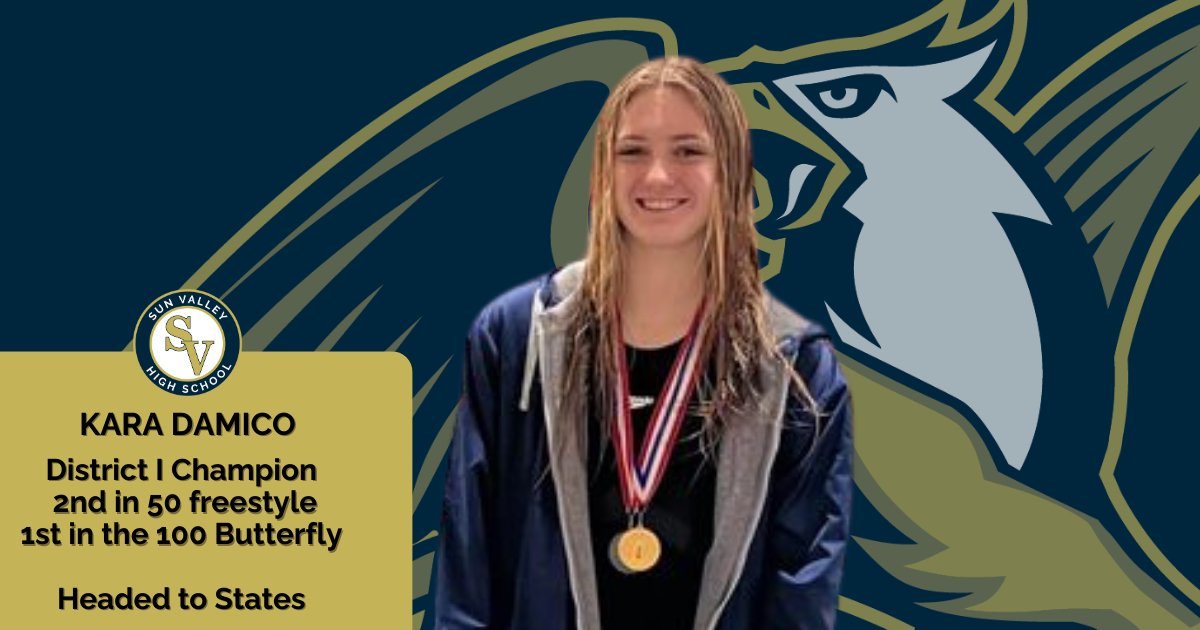 She is a record breaker. Kara is the first champion (male or female) in Sun Valley history in the 100 butterfly, and the second to title overall. Kara will compete with both events in the State competition at Bucknell University in March. @svvanguards