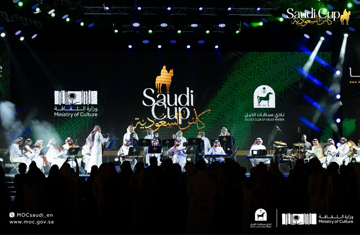 The opening night of @TheSaudiCup commenced with a cultural experience for the whole family! Attendees enjoyed a celebration of the finest thoroughbreds, jockeys, culture, cuisine and entertainment at the King Abdulaziz Equestrian Field. #TheSaudiCup #SaudiMinistryOfCulture